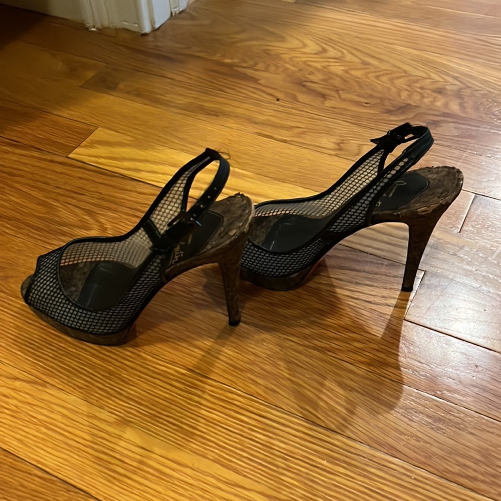 Sheer Net Sling Back Cork Heel - image 2